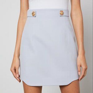 Balmain Mini Skirt Wool Lilac Gold Buttons FR34 US2 NWT